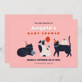 猫用ベビーシャワー 招待状 (正面/裏面)