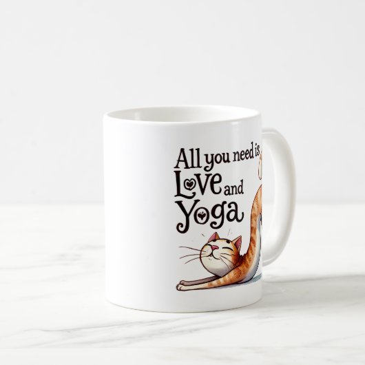 猫用ヨガポーズ – 必要なのは愛とヨガ コーヒーマグカップ (正面右)