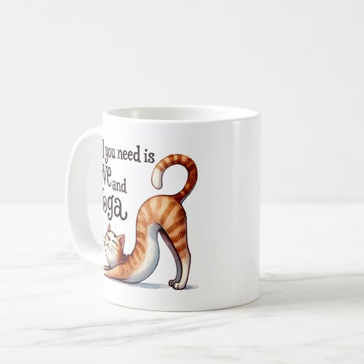 猫用ヨガポーズ – 必要なのは愛とヨガ コーヒーマグカップ (正面左)