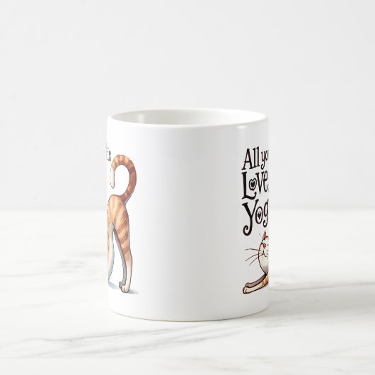 猫用ヨガポーズ – 必要なのは愛とヨガ コーヒーマグカップ (中央)