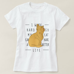 猫用ワーク懸命おもしろい- Tシャツ