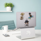 猫用帽子 シール (デスク上のノートパソコン)