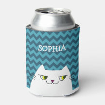 猫用缶クーラー モノグラム ブルーシェブロン かわいい