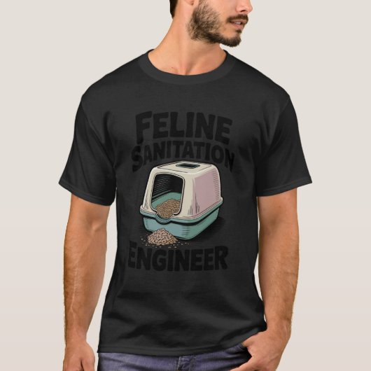 猫用衛生エンジニア トイレ 面白い 猫 1 Tシャツ (正面)
