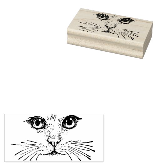 猫用顔の目鼻長髭スケッチ ラバースタンプ (押印)