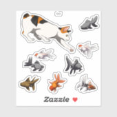 猫用魚釣り – 様式化したボブテールと金魚 シール (シート)