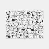 猫白黒かわいいパターン フリースブランケット (正面(横))