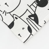 猫白黒かわいいパターン フリースブランケット (角)