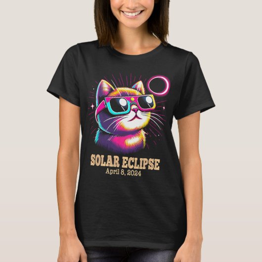 猫皆既食太陽の4月8日 Tシャツ (正面)
