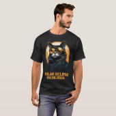 猫皆既食2024太陽の年4月8日天文学 Tシャツ (正面フル)