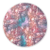 猫目ピンクカラフルティール（緑がかった色）チッエレガントク セラミックノブ (正面)