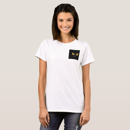 猫目口野生動物の闇輝く見る Tシャツ (正面フル)