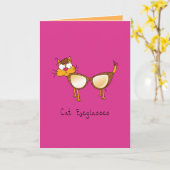 猫眼鏡 – Cateye Glasses Cat Greeting Card カード (黄色い花)