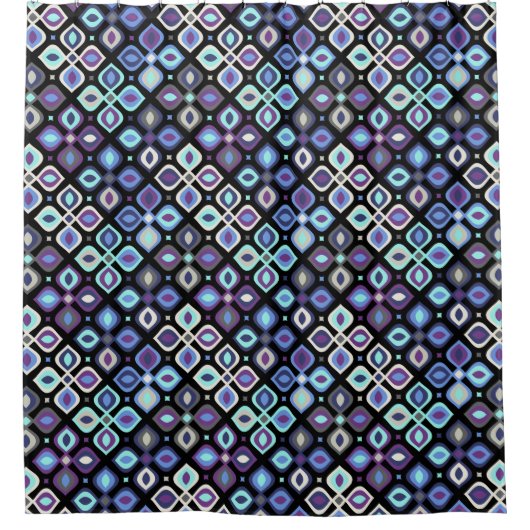 猫眼70の幾何刺激を受けたフローラ シャワーカーテン (正面)