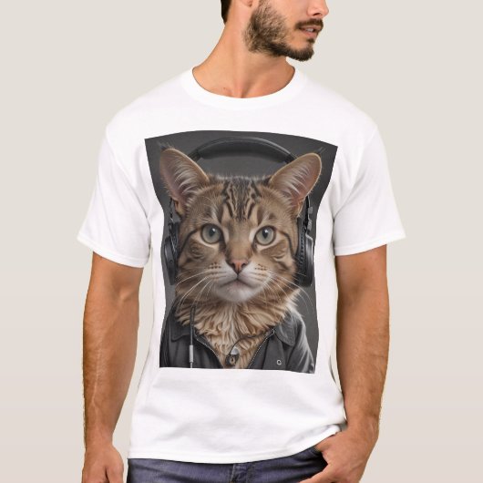 猫着用ヘッドセット Tシャツ (正面)