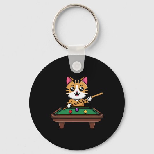 猫知性があるの遊ビリヤードおもしろいM キーホルダー (正面)