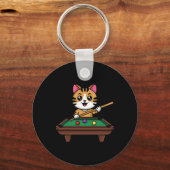 猫知性があるの遊ビリヤードおもしろいM キーホルダー (正面)