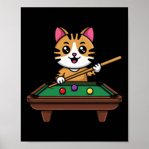 猫知性があるの遊ビリヤードおもしろいM ポスター