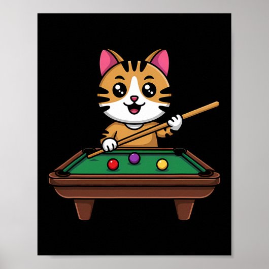 猫知性があるの遊ビリヤードおもしろいM ポスター (正面)