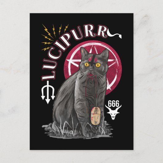 猫神秘的な子猫ゴシック動物サタン ポストカード (正面)