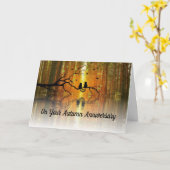 猫秋季記念グリーティングカード カード (黄色い花)