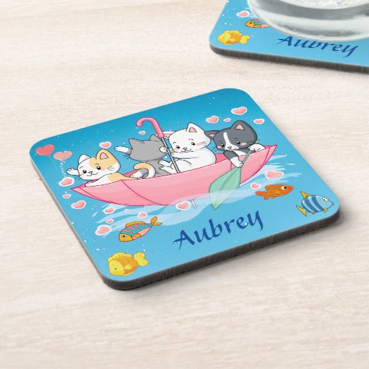 猫科の動物と傘の冒険 コースター (左側)