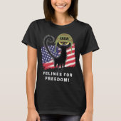 猫科の動物FOR FREEDOM, Patriotic Cat in Army Helmet Tシャツ (正面)