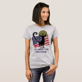 猫科の動物FOR FREEDOM, Patriotic Cat in Army Helmet Tシャツ (正面フル)