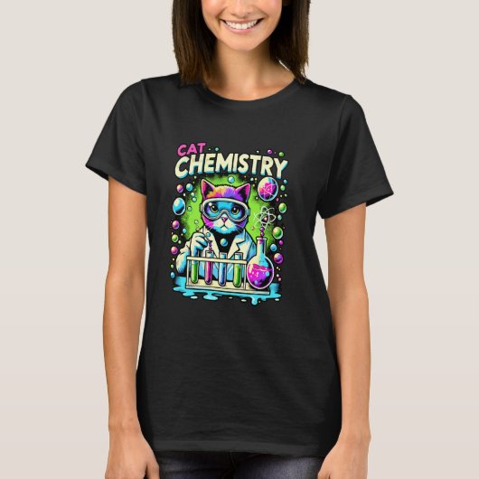 猫科学者 化学 科学 学生 ネコ好き Tシャツ (正面)