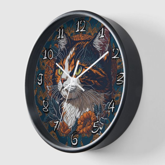 猫種 – Calico Cat 壁時計 (傾斜)