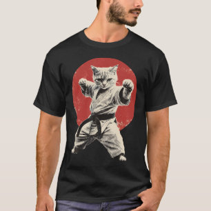 猫空手柔道日本日の丸 Tシャツ