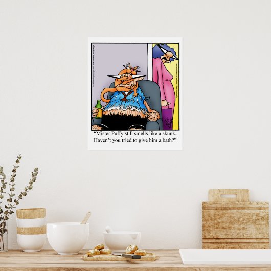 猫笑わされるユーモアのポスタープレゼント ポスター (キッチン)