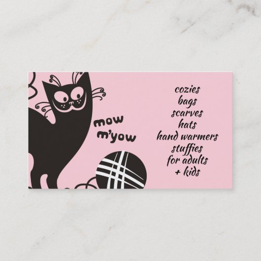 猫糸おもしろい編み物かじり名刺 名刺 (裏面)