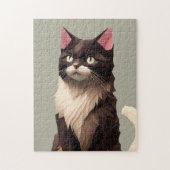 猫紙カットアートペットケアフードショップ動物クリニック ジグソーパズル (縦)