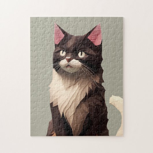 猫紙カットアートペットケアフードショップ動物クリニック ジグソーパズル (縦)