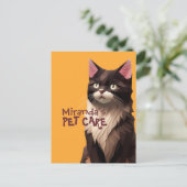 猫紙カットアートペットケアフードショップ動物クリニック ポストカード (スタンド正面)