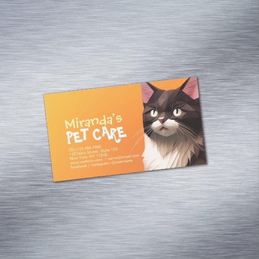 猫紙カットアートペットケアフードショップ動物クリニック マグネット名刺 (インサイチュ)