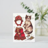 猫紙ビクトリアンドールヴィンテージクリスマス シーズンポストカード (スタンド正面)