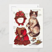 猫紙ビクトリアンドールヴィンテージクリスマス シーズンポストカード (正面/裏面)