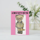 猫紙人形ヴィンテージかわいい子猫葉書 ポストカード (スタンド正面)