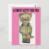 猫紙人形ヴィンテージかわいい子猫葉書 ポストカード (正面/裏面)