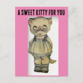 猫紙人形ヴィンテージかわいい子猫葉書 ポストカード (正面)