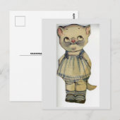 猫紙人形ヴィンテージかわいい葉書 ポストカード (正面/裏面)