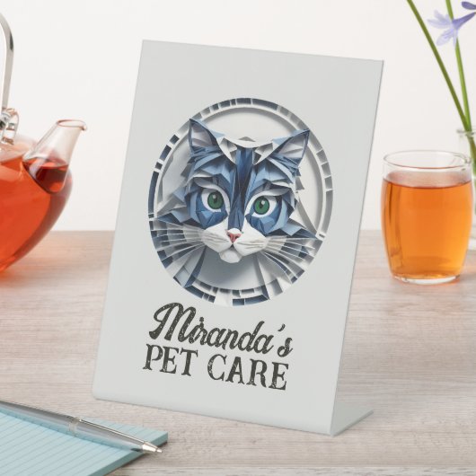 猫紙折り紙ペットケアグルーミング動物病院 台座サイン (インサイチュ)