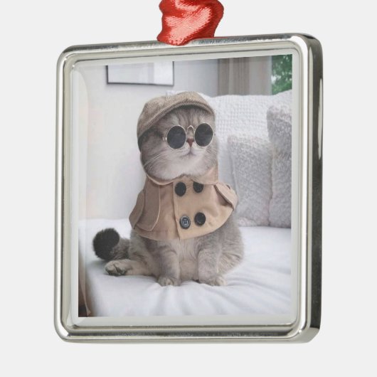 猫素晴らしのクリスマス装飾品 メタルオーナメント (左)