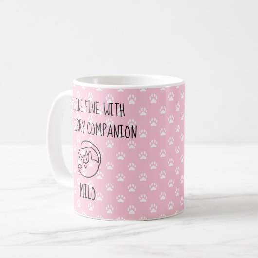 猫素晴らしの愛猫の名前と コーヒーマグカップ (正面左)