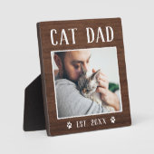 猫素朴パーソナライズされたパパ写真 フォトプラーク (正面)