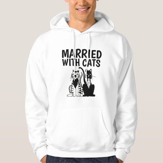 猫結婚したとTシャおもしろいツ&フード付 パーカ (正面)