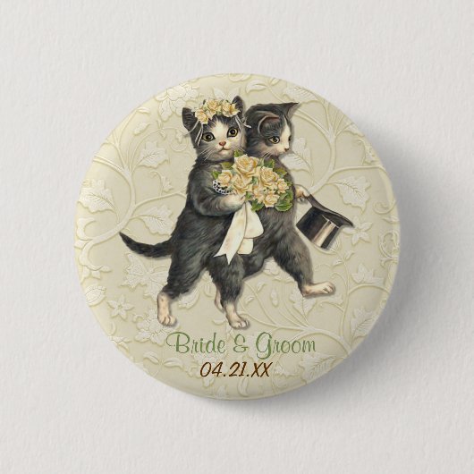猫結婚たち 缶バッジ (正面)
