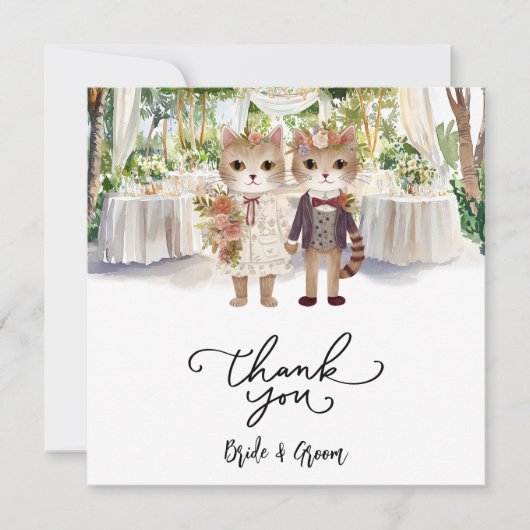 猫結婚と花婿 サンキューカード (正面)
